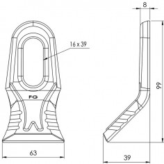 COUTEAU DE DEBROUSSAILEUSE MAXI MILLENIUM 50X8X99 MM TROU 16X36MM A5407231 2