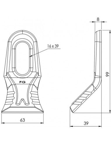 COUTEAU DE DEBROUSSAILEUSE MAXI MILLENIUM 50X8X99 MM TROU 16X36MM A5407231