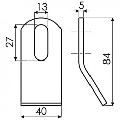 COUTEAU DE DEBROUSSAILEUSE BISEAUTE 40X5X84 MM TROU 13X27MM 2