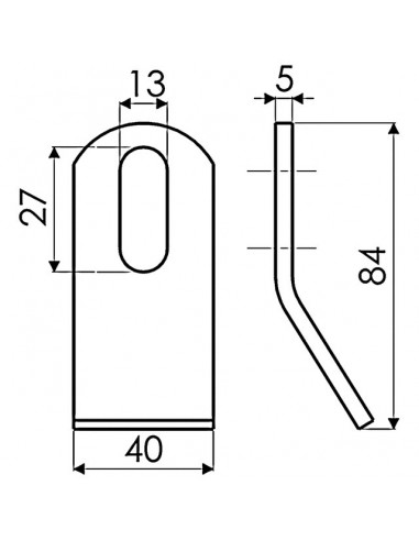 COUTEAU DE DEBROUSSAILEUSE BISEAUTE 40X5X84 MM TROU 13X27MM