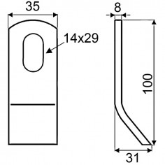 COUTEAU DE DEBROUSSAILEUSE CUILLERE 35X8X100 MM TROU 14X29MM 2