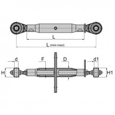 BARRE DE POUSSEE MECANIQUE ROTULE-ROTULE LG 620-850 CAT1-2 2