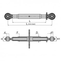 BARRE DE POUSSEE MECANIQUE ROTULE-ROTULE LG 650-872 CAT2 2