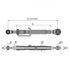 BARRE DE POUSSEE MECANIQUE ROTULE-ROTULE LG 620-825 CAT2 2