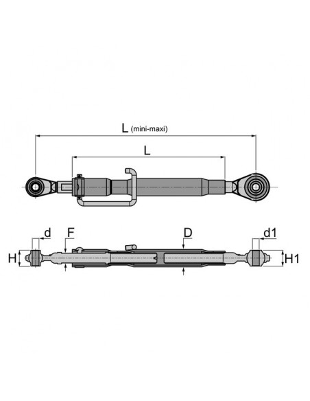 BARRE DE POUSSEE MECANIQUE ROTULE-ROTULE LG 620-825 CAT2