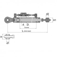 BARRE DE POUSSEE HYDRAULIQUE ROTULE-ROTULE LG 410-570 CAT1 2