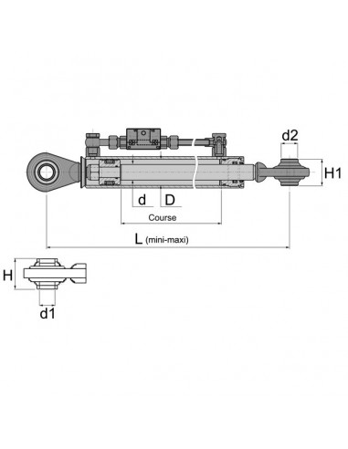 BARRE DE POUSSEE HYDRAULIQUE ROTULE-ROTULE LG 410-570 CAT1