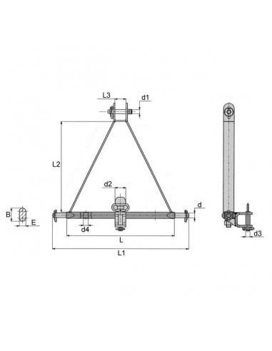 TRIANGLE D'ATTELAGE LG 506 3 TROUS CAT1
