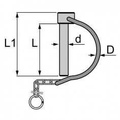 GOUPILLE CLIPS POUR TUBE AVEC CHAINE 16X55 MM 2