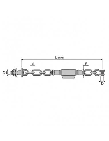 STABILISATEUR A CHAINE 12 MM 16X2 LG 520 MM TYPE FIAT