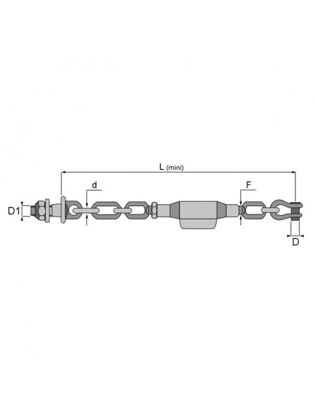 STABILISATEUR A CHAINE 12 MM 16X2 LG 520 MM TYPE FIAT