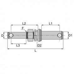AXE D'ATTELAGE DOUBLE A VISSER 22-28 FILETAGE 23 2