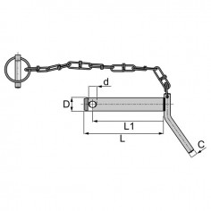 AXE D'ATTELAGE AVEC POIGNEE ET CHAINE 28X151 2