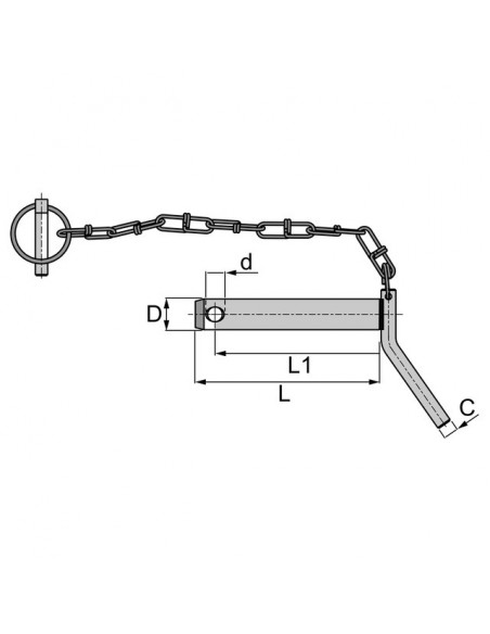 AXE D'ATTELAGE AVEC POIGNEE ET CHAINE 28X151