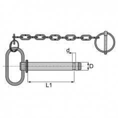 BROCHE D'ATTELAGE A POIGNEE 19X165 AVEC CHAINE 2