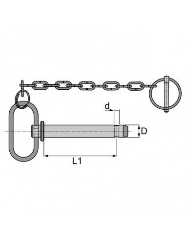 BROCHE D'ATTELAGE A POIGNEE 22X125 AVEC CHAINE