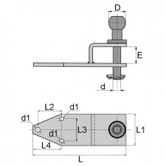 CHAPE D'ATTELAGE MIXTE AVEC ROTULE POUR MICRO TRACTEUR LG275MM 2