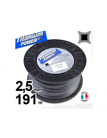 Fil débroussailleuse Titanium ®. Carré. Bobine : 2.5 mm x 191 m