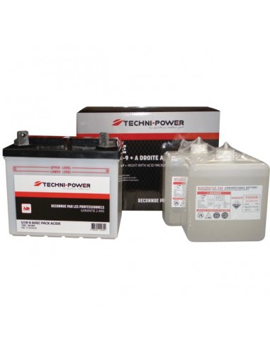 BATTERIE TYPE U1R-9 + A DROITE AVEC PACK ACIDE