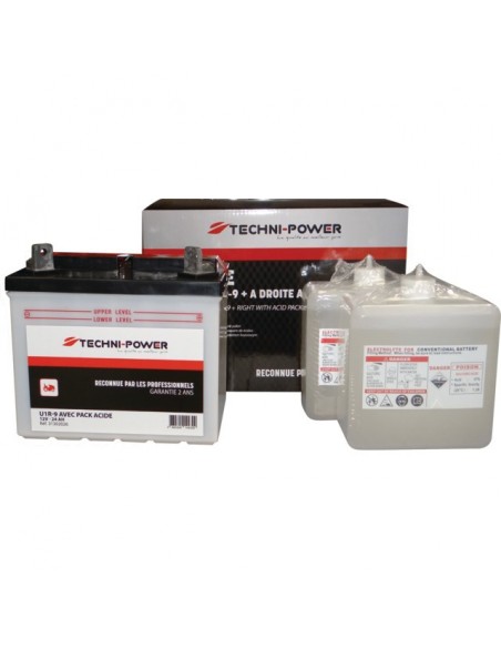 BATTERIE TYPE U1R-9 + A DROITE AVEC PACK ACIDE