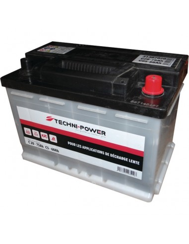 BATTERIE 12V 75AH DECHARGE LENTE + A DROITE TECHNI POWER