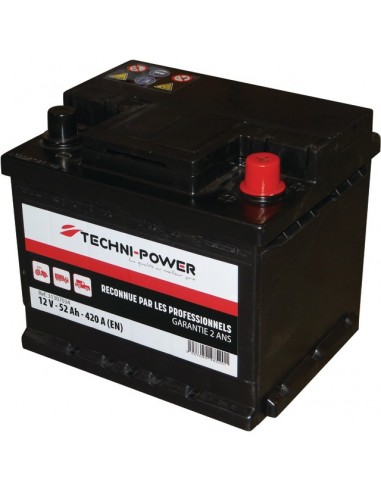 BATTERIE 12V 52AH 420A + A DROITE TECHNI-POWER