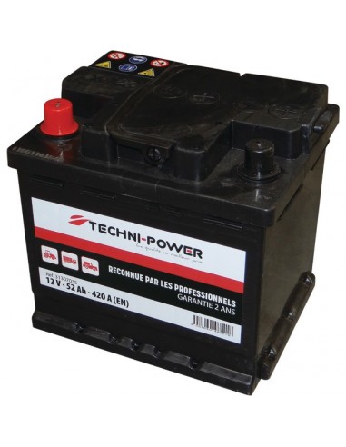 BATTERIE 12V 52AH 420A + A GAUCHE TECHNI-POWER