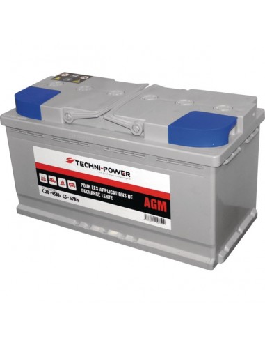 BATTERIE 12V 90AH DECHARGE LENTE AGM LOISIR + A DROITE TECHNI POWER