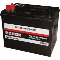 BATTERIE 12V 80AH DECHARGE LENTE DOUBLE BORNES + A GAUCHE TECHNI POWER