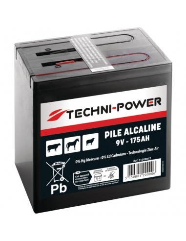 PILE DE CLOTURE ALCALINE 9V - 175AH ZINC-AIR TECHNI-POWER