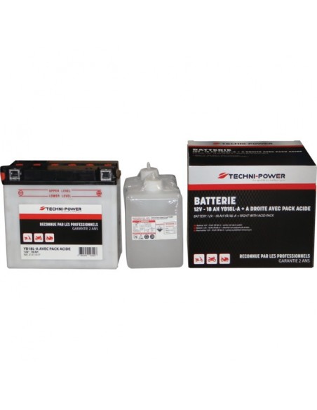 BATTERIE TYPE YB18L-A + A DROITE AVEC PACK ACIDE