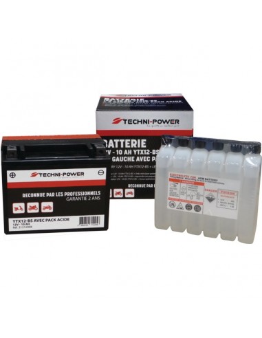 BATTERIE TYPE YTX12-BS + A GAUCHE AVEC PACK ACIDE
