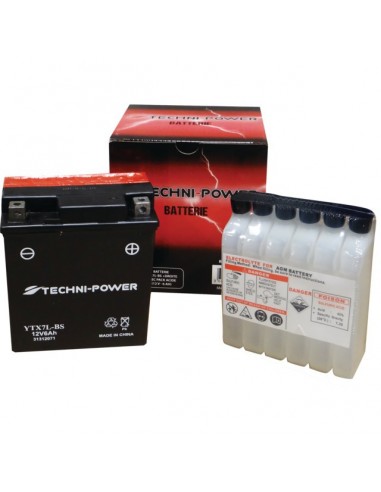 BATTERIE TYPE YTX7L-BS + A DROITE AVEC PACK ACIDE