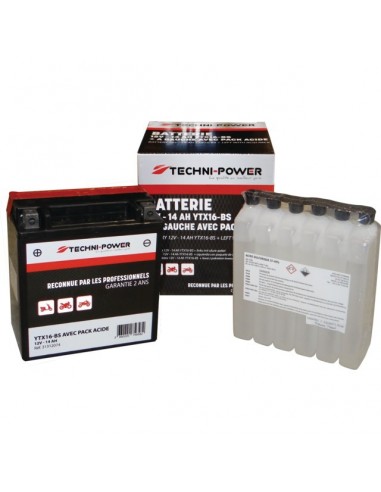 BATTERIE TYPE YTX16-BS + A GAUCHE AVEC PACK ACIDE
