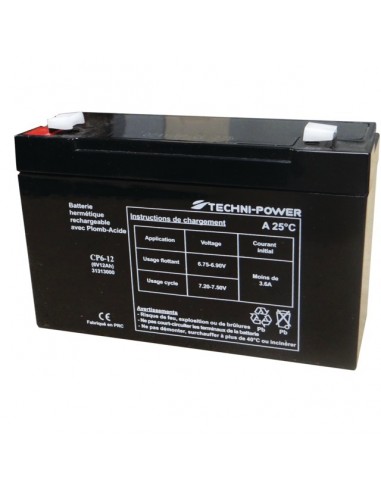BATTERIE GEL 6V 12AH TYPE NP6-12 + A GAUCHE