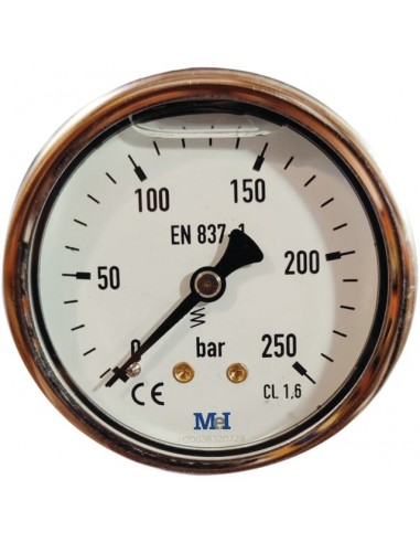MANOMETRE 63 MM 250 BAR ARRIERE 1/4
