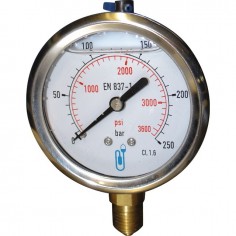 MANOMETRE GLYCERINE 63 MM 0/250 BAR RADIALE 1/4 BLISTER