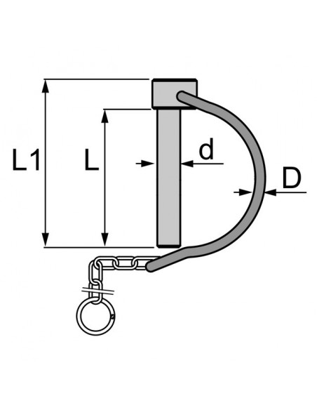 GOUPILLE CLIPS POUR TUBE AVEC CHAINE 16X55 MM BLISTER DE 2