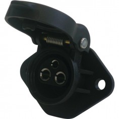 PRISE 3 PLOTS FEMELLE FIXATION 2 TROUS 3 PLOTS RONDS FEMELLES 25A BLISTER