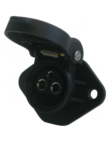 PRISE 3 PLOTS FEMELLE FIXATION 2 TROUS 3 PLOTS RONDS FEMELLES 25A BLISTER