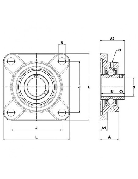 PALIER AUTO-ALIGNEUR CARRE FONTE UCF 208