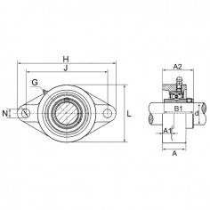 PALIER AUTO-ALIGNEUR OVALE FONTE UCFL207 2