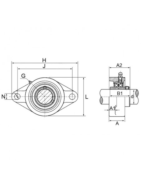 PALIER AUTO-ALIGNEUR OVALE FONTE UCFL207