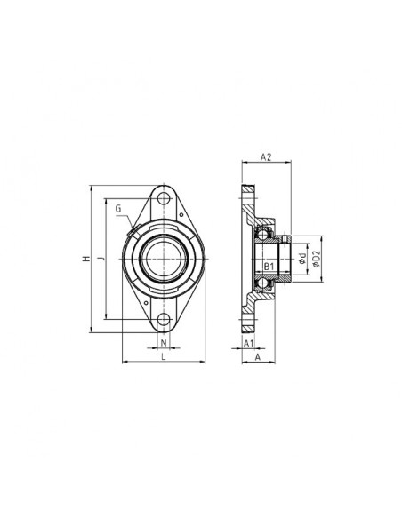 PALIER AUTO-ALIGNEUR OVALE FONTE ESFLE204