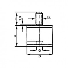 PLOT CYLINDRIQUE ANTI-VIBRATOIRE MALE FEMELLE 25/22 M8 2