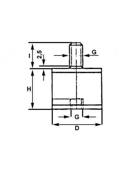 PLOT CYLINDRIQUE ANTI-VIBRATOIRE MALE FEMELLE 25/25 M8