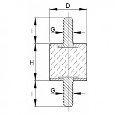 PLOT CYLINDRIQUE ANTI-VIBRATOIRE MALE MALE 40/40 M10 2