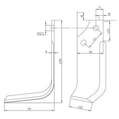 LAME DE FRAISE EQUERRE 60X6 EA44 T12 2