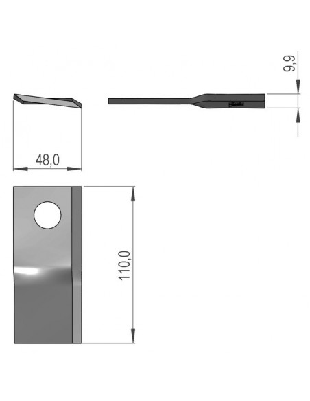 COUTEAU VRILLE GAUCHE 48X4X110 MM TROU 19 MM ORIGINE SIP 745032010
