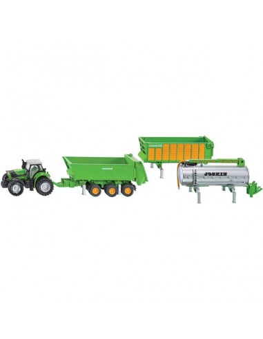 TRACTEUR DEUTZ FAHR AVEC KIT REMORQUE JOSKIN AU 1/87EME